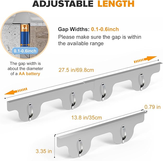 Stove Gap Covers - 304 Stainless Steel Oven Side Gap Filler, 2 Pack Stove Gap Filler Retractable Length 13.8" to 27.5", Spring Clip Design Fitting Gap Strong Guard Between Stove Top & Counter - Silver