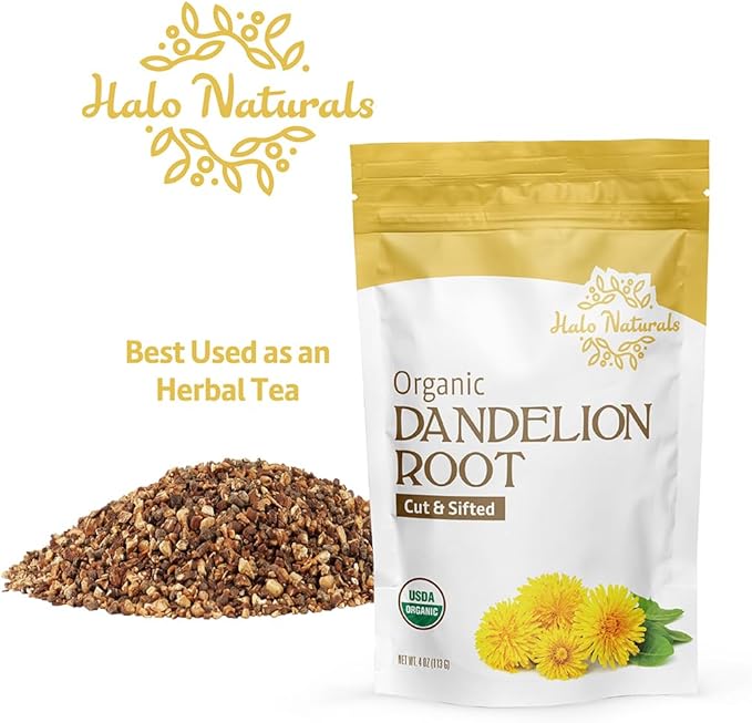 Organic Dandelion Root Cut & Sifted, 4 Ounces (Taraxacum officinale) USDA Certified | Resealable Pouch| Packaged in The USA