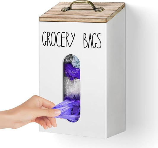 Farmhouse Grocery Bag Holder for Plastic Bags,Plastic Bag Holders for Grocery Bags,Bag Holder for Plastic Bags Groceries Store with Lid,Plastic Bag Holder Under Sink for Kitchen Storage Organization