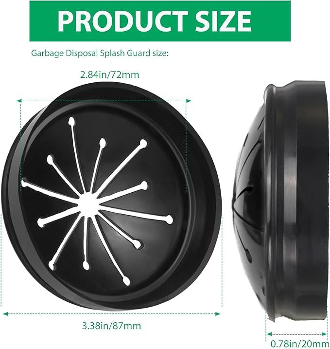 Garbage Disposal Splash Guard with Cover – 3-3/8 Inch Rubber Drain Stopper for Kitchen Sink, Fits Whirlaway/Waste King/GE, Prevents Water Splash & Clogs, Heavy-Duty Anti-Splash Guard (3-3/8 Inch)