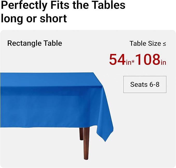 Auros Premium Plastic Tablecloths 10 Pack, 54 x 108 Inch Rectangle Disposable Table Covers for 8FT Tables, Thick & Durable, Waterproof & Spill-Proof, Easy Cleanup for Parties, Wedding, Sky Blue