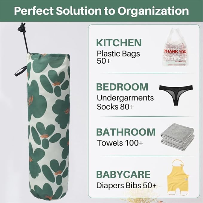 TOGETRUE Plastic Bag Holder, Lightweight Grocery Bag Holder for Plastic Bags, Wall Mount Shopping Bags Dispenser Organizer for Kitchen Pantry Outdoor (Dark Green)
