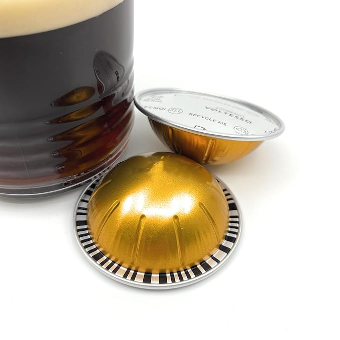 Voltesso Ristretto & Espresso Light & Sweet Coffee Pods Capsules Pods, Brews 40 ml / 1.35 oz- 10 pods, Pack of 1 (10, Voltesso)
