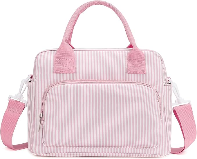 Lunch Bag Women Lunch Box for Women Adult Cute Insulated Lunch Bag Lager Cooler Lunch Tote Bags for Work Picnic (Pink Stripes)