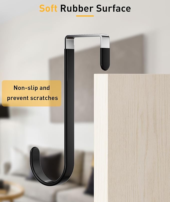 12 Pack Over The Door Hooks, Door Hanger Hook, Towel Hooks for Hanging, Towel Hanger for Bathroom, Fit 1 3/8" Door Black, Dorm Room Essentials