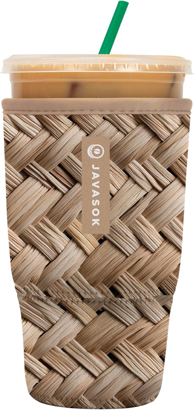 Sok It JavaSok Iced Coffee & Cold Soda Insulated Neoprene Cup Sleeve (Summer in Saint-Tropez, Large: 30-32oz)