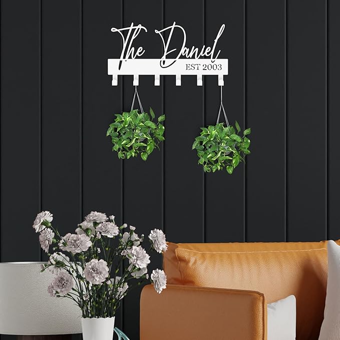 Customized Meaningful Phrase Key Holder Wall Mount,Black Exquisite Metal Key Hanger for Wall,Key Hooks with Screw for Hallway,Office,Kitchen Decor