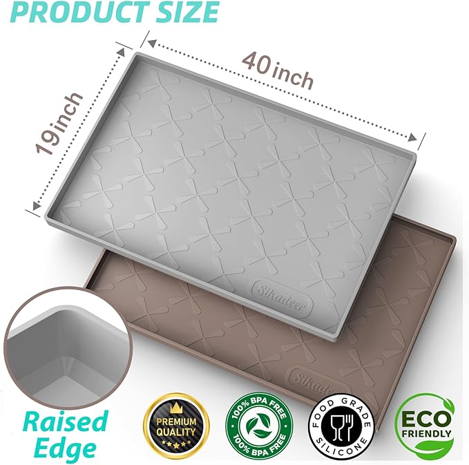 SIKADEER 40" x 19" Under Sink Mat Waterproof, Silicone Mat Kitchen Drawer Shelf and Cabinet Liner, Sink Protector for Kitchen Organizers and Storage, Boot Tray Pet Food Mats