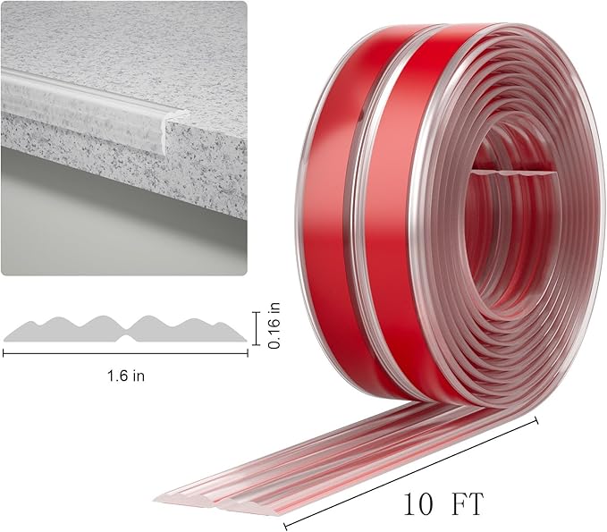 Wall Corner Protector & Edge Guard，Peel and Stick Wall Trim Moulding Inside & Outside Corner Molding Trim Caulk Strip, Self Adhesive Trim for Wall Edge,Ceiling,Countertop, 1.6” W x10’ L，Clear
