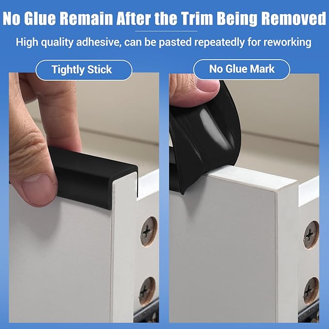 Rubber Edge Trim, 2 inches Self-Adhesive U Channel Edge Protector for Woods, Flexible U Shaped Peel and Stick Edge Banding, Furniture Edge Guard, Fit 2"(50mm), 20Ft, Black