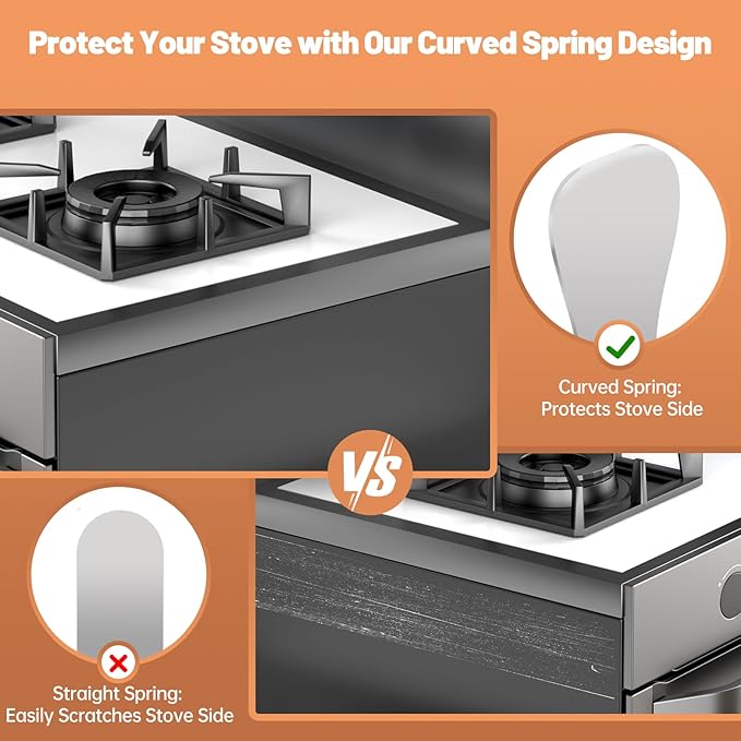 Stove Gap Covers 316 Stainless Steel,2 Pack 23.2" Fixed Stove Gap Filler,Heat Resistant Stove Gap Guards,Between Stove and Counter Slide In Range Trim Kit for Kitchen,Upgrade Silver