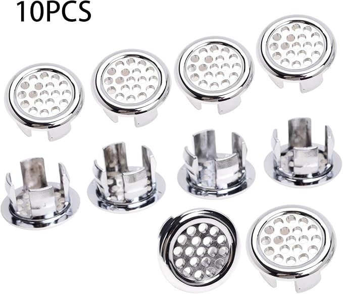10Pcs Sink Overflow Cover Rings, 30mm / 1.18" Plastic Electroplating Net-Like Sink Basin Trim Overflow Cover Hole Insert, for Home, Sinks, Bathroom, Kitchen (Type-C)
