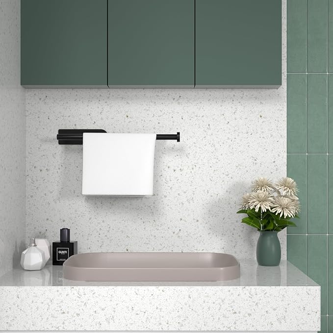 Paper Towel Holder, Self Adhesive or Screw Mounting, Paper Towel Holder Wall Mount, SUS304 Grey Stainless Steel Under Cabinet for Kitchen, Counter, Cabinet, Bathroom