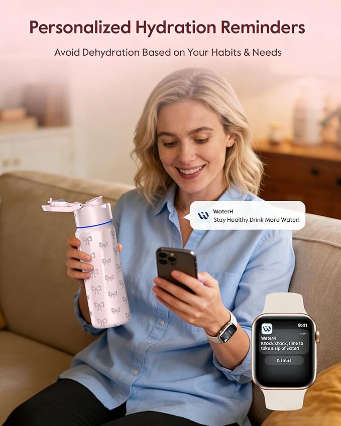 BOOST Smart Water Bottle with Reminder & Tracker, Double Wall Vacuum Insulated Bottles Stainless Steel, 32oz BPA-Free Wide Mouth for School, Gym, Office, Ideal for Father's Day