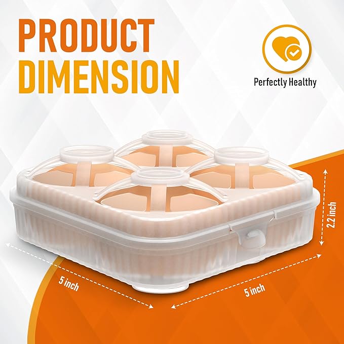 ZPU Egg Holder Camping, 2Pcs 4 Grid Egg Container, Plastic Egg Carrier for Camping Picnic Travel Outdoor Refrigerator Kitchen, Protective Egg Storage Case, Grey Orange