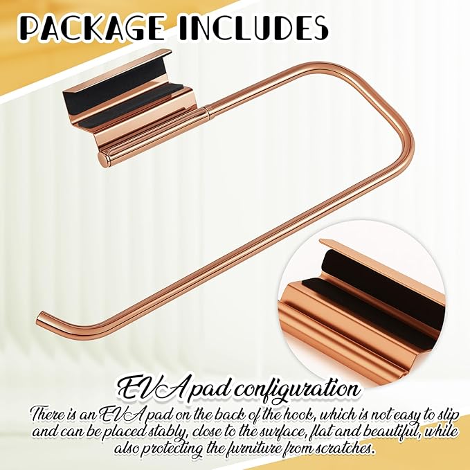 12.4 Inches Cabinet Door Paper Towel Holder Camper Under Sink No Drilling Paper Towel Storage and Dispenser for RV Kitchen Bathroom Laundry Room, Stainless Steel(Rose Gold,1 Pcs)