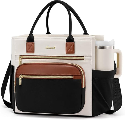 LOVEVOOK Insulated Lunch Bag Women,Wide Opening Adult Lunch Box Women with Cup Holder,Large Leakproof Cooler Bag for Work Picnic Beach Family College Mom Teacher,Lunch Box/Bag for Kids Girl Boy School