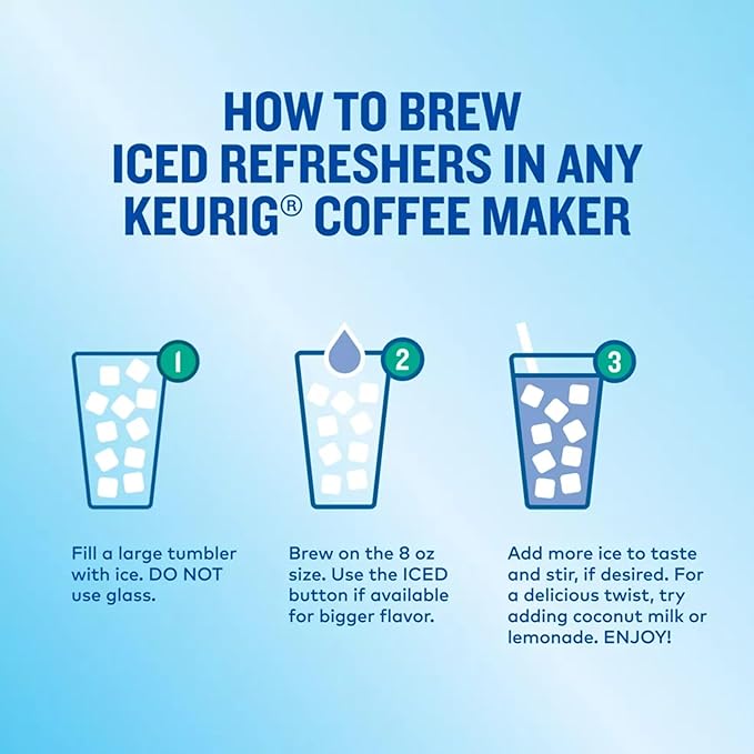 The Original Donut Shop Iced Refreshers, Berry Chill, Brew Over Ice Single Serve Keurig K-Cup Pods, 20-Count Box
