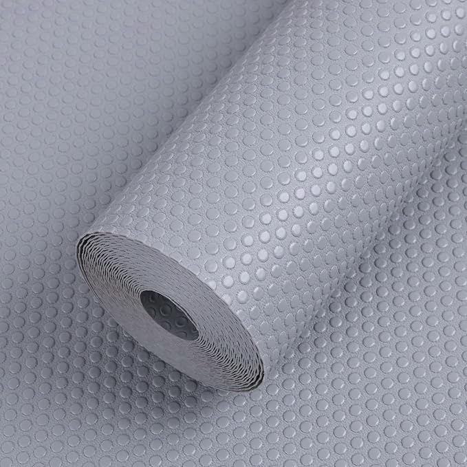 Shelf Liners for Kitchen Cabinets Non-Adhesive: Waterproof Drawer Liner 14 Inch × 300 inch Light Grey - Easy to Cut EVA Cupboard Mat for Pantry Shelves