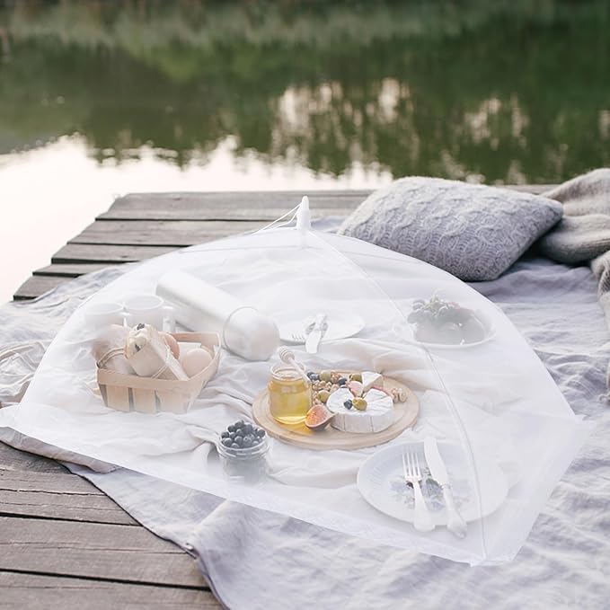 2 Pack Food Covers for Outdoors Mesh Screen Include 2 Extra Large (40"X 24") Food Tents Collapsible Food Covers for Outside, BBQ Party Supplies