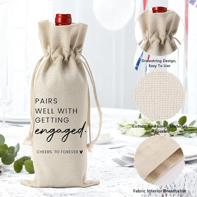 FBCCZEY Engagement Gifts for Couples Her Engagement Party Decorations Gift for Couple Wine Bag Scented Candles Set Pairs Well with Getting Engaged Gifts Wine Bottle Bag