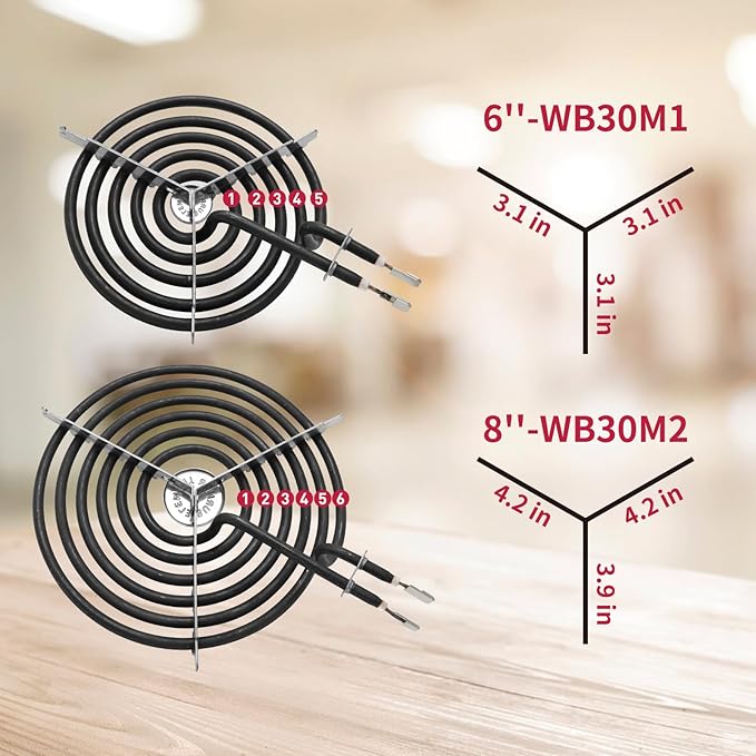 GE Drip Pans and Stove Burner Element Unit Set, Perfectly Fit WB30M1 & WB30M2 -Replacement for GE Hotpoint Stove Top