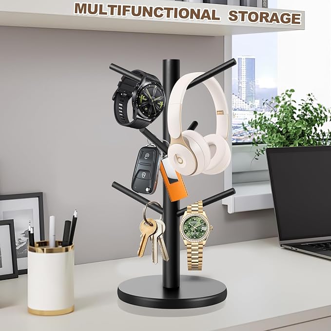 Fertoriy Mug Holder Tree, Thicker Base Coffee Cup Holder for Countertop, Sturdy Wood Coffee Mug Hanger with 6 Hooks, Non-Slip Cup Rack for Home Storage and Organizer