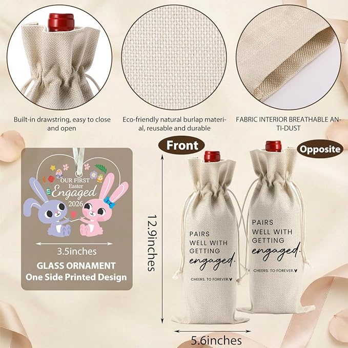 Easter Engaged Gift Engagement Gifts for Couples Her Easter Engagement Party Decorations Gifts for Engaged Couple Wine Bag Acrylic Bunny Ornament 2026