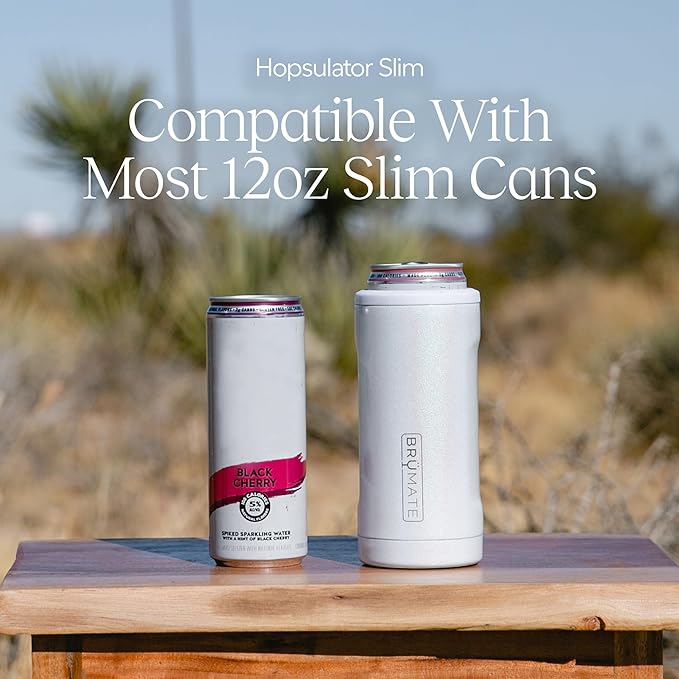 BrüMate Hopsulator Slim Can Cooler Insulated for 12oz Slim Cans | Skinny Can Insulated Stainless Steel Drink Holder for Hard Seltzer, Beer, Soda, and Energy Drinks (Glitter Mermaid)
