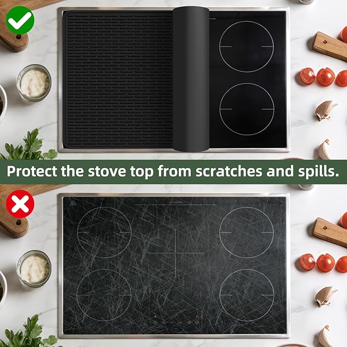LONGKING 30" x 21" Stove Top Cover for Electric Stove - Silicone Stove Mat for Glass Top Stove, Glass Cooktop Protector, Dish Drying Mats For Kitchen, Range Covers for Electric Stove, Aqua
