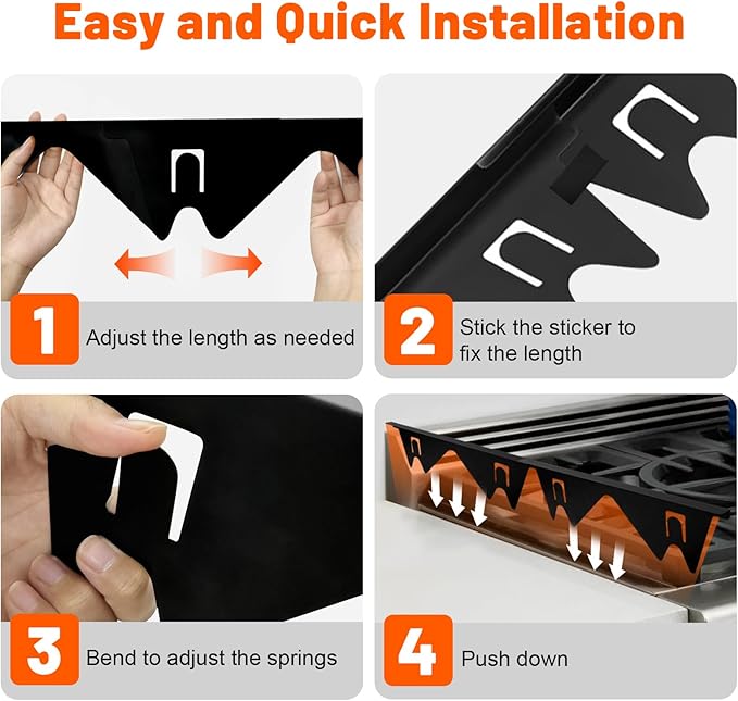 Stove Gap Covers for Electric, Oven Side Guards 2pcs, Gas Range Crack Strip, Stainless Steel Space Filler Between Stove & Counter Top, Crumb Catcher-Adjustable Len. 13.8" to 27.5", Fit 18",22",25" etc