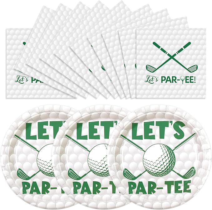 50pcs Golf Paper Plates and Napkins Party Decorations, Golf Themed Birthday Party Supplies Disposable Dessert Plates Tableware Set for Sports Theme Birthday Baby Shower Game Party Favors