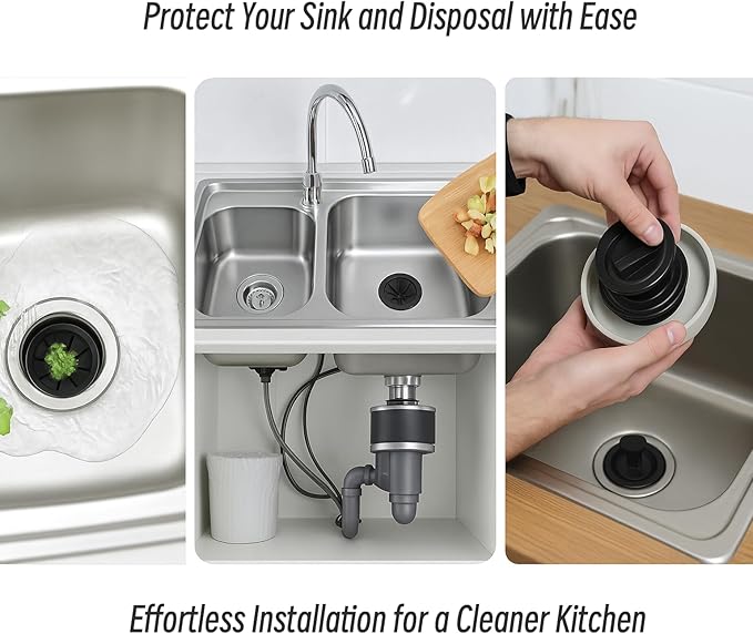 3 Pcs Garbage Disposal Splash Guard Set – Includes 2 Rubber Sink Splash Guards & 1 Disposal Cover – 3-Inch Universal Fit for Waste King, Whirlaway, GE, Sinkmaster, and Other Standard Models