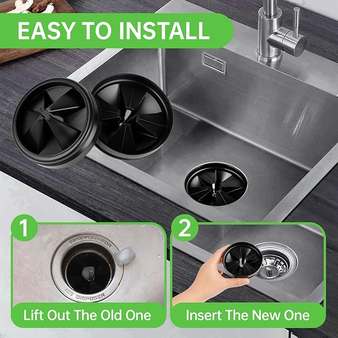 4 Pack 3 3/8" Garbage Disposal Splash Guard Silicone Sink Baffle QCB-AM for InSinkErator Evolution Series and Moen Models, Noise Reduction Leak-Proof Drain Plug