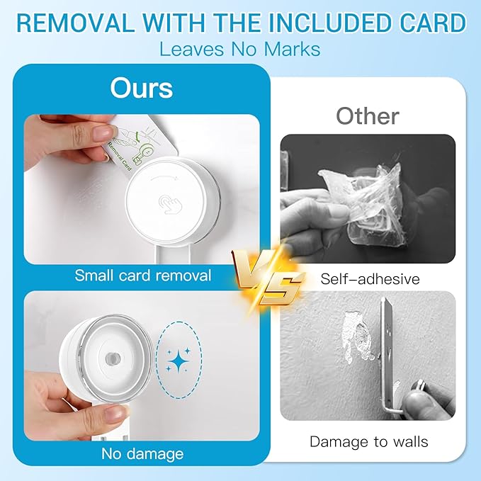LUXEAR Heavy Duty Waterproof Shower Hooks 2 Pack - Suction Hook, No Drill Damage-Free Removable Reusable Wall Hooks for Bathroom Kitchen Towel Bathrobe Loofah Shower Hooks (Max Load 11LB/5KG)