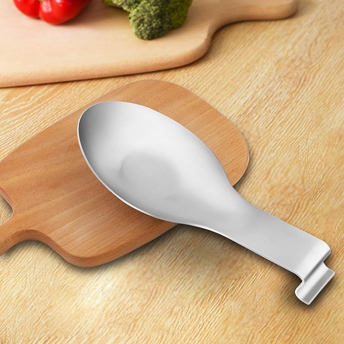 Stainless Steel Spoon Rest, Spatula Ladle Holder, Stainless Steel Utensil Spoon Rest Holder, Brushed Finish, Dishwasher Safe 9.8 x 3.7 Inch (Silver 2PCS)