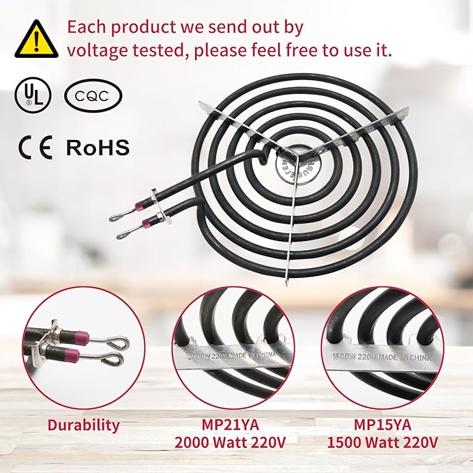 MP22YA Electric Stove Burner Element Replacement Set & 5304430149 5304430150 4 Pack Black Drip Pans - Perfectly Fit Frigi-daire Ken-more Cros-ley Tap-pan Electric Range Stove Top