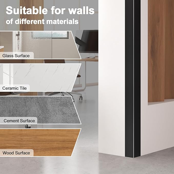 4PCS 45" Black Metal Corner Protectors, Aluminum Self Adhesive Corner Guards, Metal Wall Edge Protector Strip, Furniture Corner Protectors, Wall Cabinet Baseboard Decoration 45" x 2"