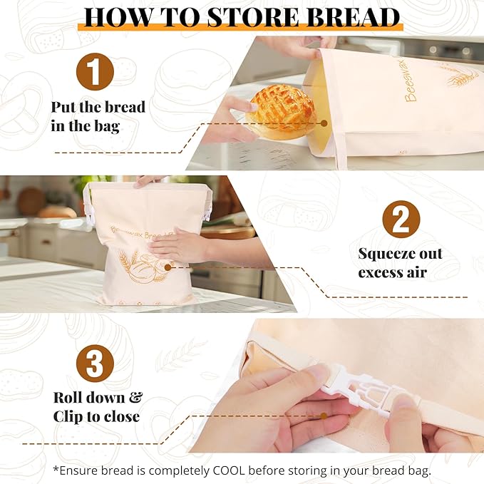Homelove 2 Pack Beeswax Bread Bags for Sourdough Homemade Bread - Reusable Organic Linen Bag Cotton Lining Sourdough Natural Beeswax Bread Storage Bag, Keep Fresh and Upgraded XLarge Capacity Portable
