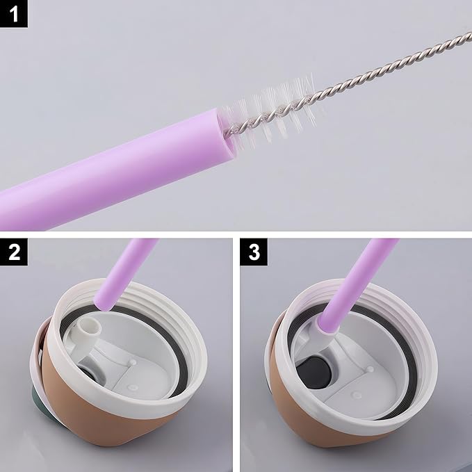 Joshey 6PCS Replacement Straws for Owala FreeSip 24oz & 32oz Water Bottles - Reusable Plastic Straws with 1 Cleaning Brush, Travel Tumbler Accessories Parts (Purple)