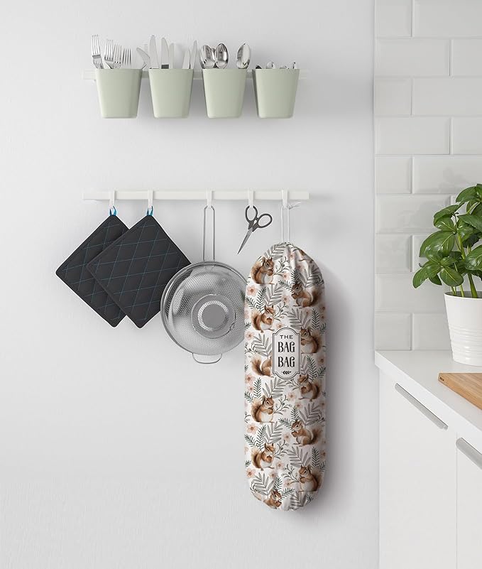 Squirrel Plastic Bag Holder,Grocery Bag Organizer Storage for Plastic Bags Groceries Store The Bag Bag 23" x 9"