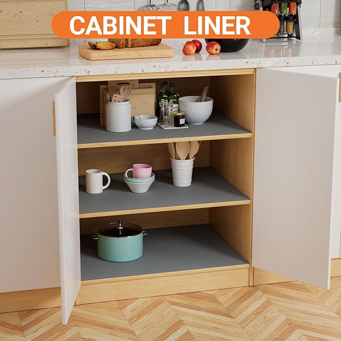 FLPMIX Cabinet Drawer Shelf Liner: 10" x 240" Waterproof Drawer Liners Dark-Grey - Easy to Cut Small Cupboard Shelf Liners for Pantry Shelving Closet