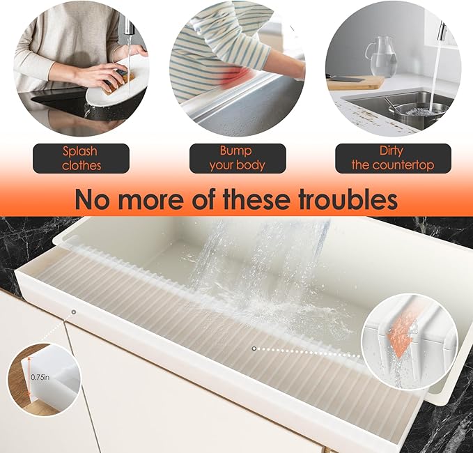 Sink Edge Protectors for Kitchen Sink, Silicone Sink Splash Guard for Kitchen and Bathroom, Protect Countertop from Scratch, Stain, Splash, Kitchen Sink Protector Stainless Steel, Granite, Quartz