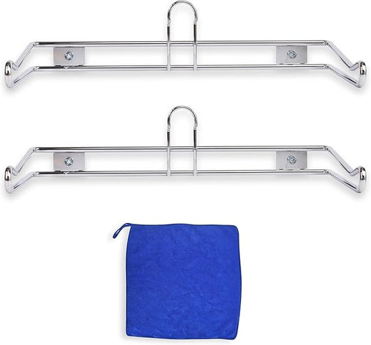 Grocery Bag Holder - Chrome Plated Wall Mount Storage Organizer for T-Shirt Plastic Bags, 6 Inch Dispenser Rack for Carrier Bags (2 Pack)