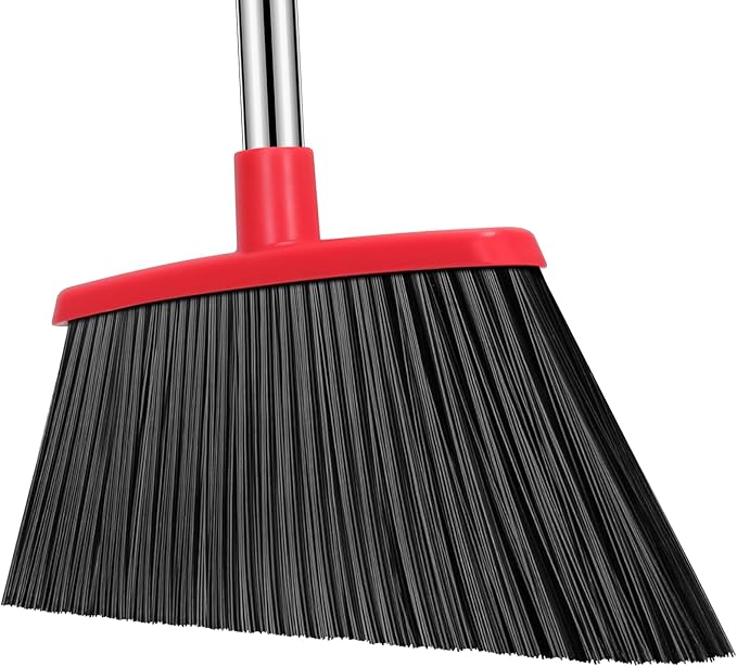 Heavy Duty Broom, 55 Inch Long Handle Outdoor Large Angle Brooms, Commercial Broom for Sweeping Indoor, for Home Garage Kitchen Office Courtyard Lobby Patio Lawn Concrete