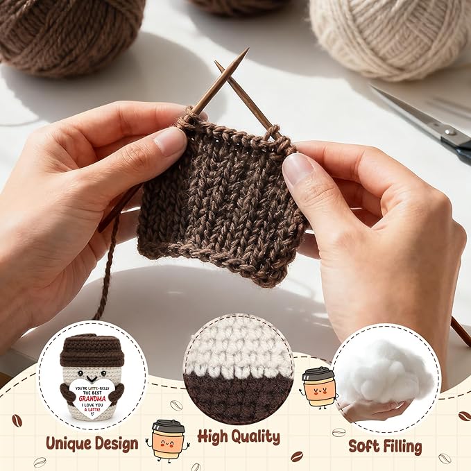 Agantree art Grandma Gifts from Granddaughter Grandson Birthday Gifts Great Grandma I Love You A Latte Coffee Mug Handmade Crochet Christmas Positive Ideas Cute Stuff Small Desk Home Decoration