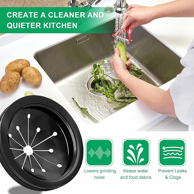 Garbage Disposal Splash Guard with Cover – 3-1/8 Inch Rubber Drain Stopper for Kitchen Sink, Fits Whirlaway/Waste King/GE, Prevents Water Splash & Clogs, Heavy-Duty Anti-Splash Guard (3-1/8 Inch)
