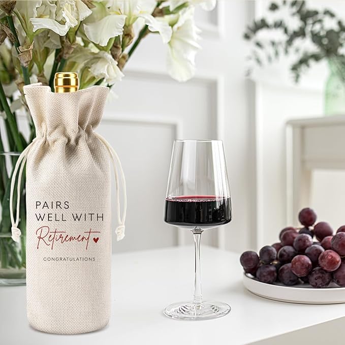 XFW 1Pcs Retirement Wine Bag Retirement Gifts for Women Men Pairs Well With Retirement Wine Bag Farewell Gifts for Coworkers Going Away Gift for Friends Boss