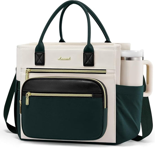 LOVEVOOK Insulated Lunch Bag Women,Wide Opening Adult Lunch Box Women with Cup Holder,Large Leakproof Cooler Bag for Work Picnic Beach Family College Mom,Lunch Teacher Breast Pump Diaper Tote Bag