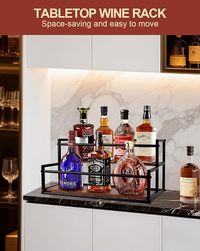 Coffee Syrup Rack Organizer, 2-Tier 10-Bottle Syrup Holder Stand for Coffee Bar & Liquor Display Shelf, Countertop Stand for Coffee Syrups, Wine, Spice, Soda Bar